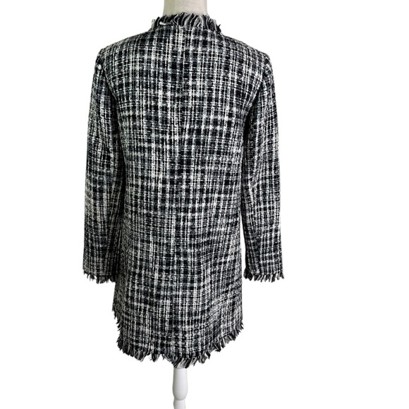 Kate spade Tweed Coat with Fringe Detail Black and White Size 2 - Picture 8 of 12